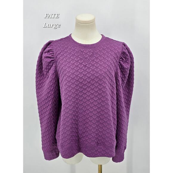 Fate Quilted Puff Sleeve Sweatshirt – Size Large (Dusty Orchid) - Picture 1 of 7